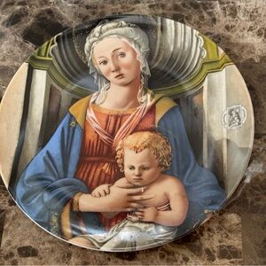 National Gallery Annual Christmas Stamp Art Plate 1984 Madonna And Child 8.5 In